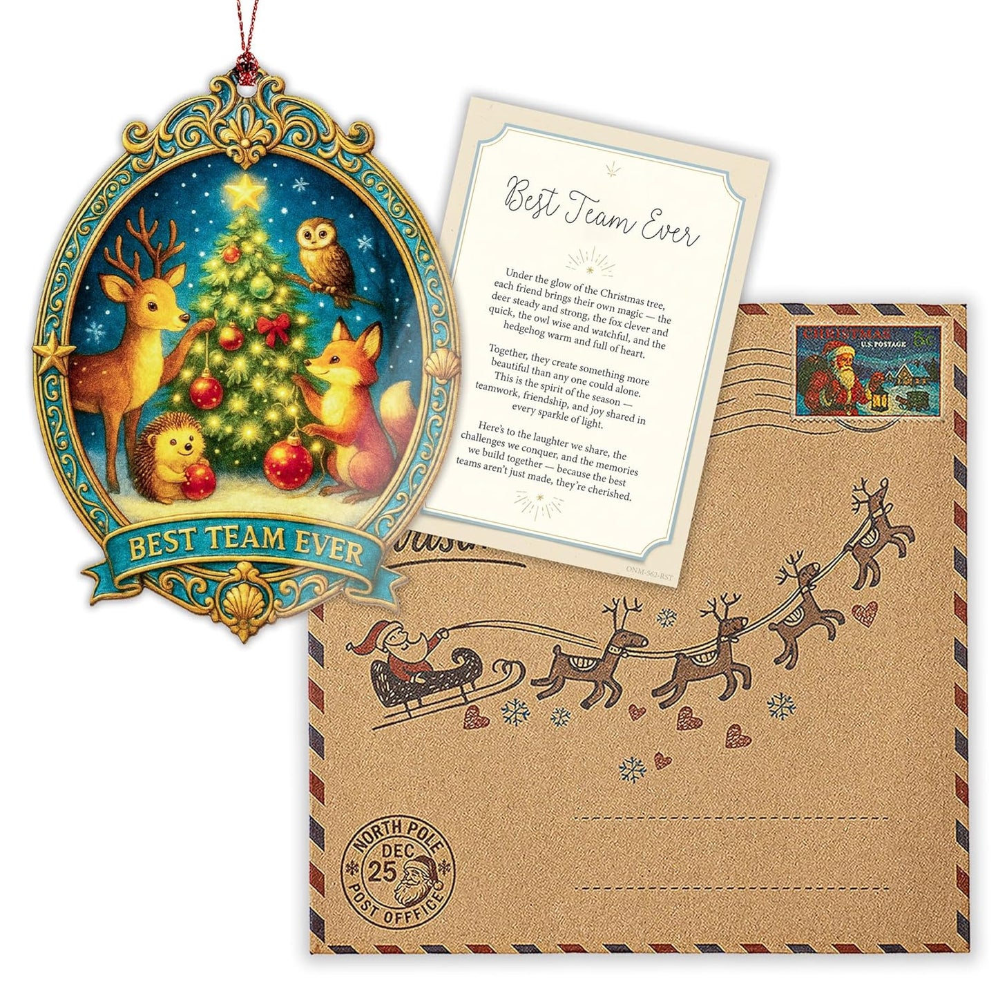 Best Team Ever Ornament – Coworker Gifts | Team Ornament + Employee Appreciation Gift – Office Christmas Ornament 2025 – Suncatcher Effect Stained Glass Window Hanging – Car Hanging Decoration