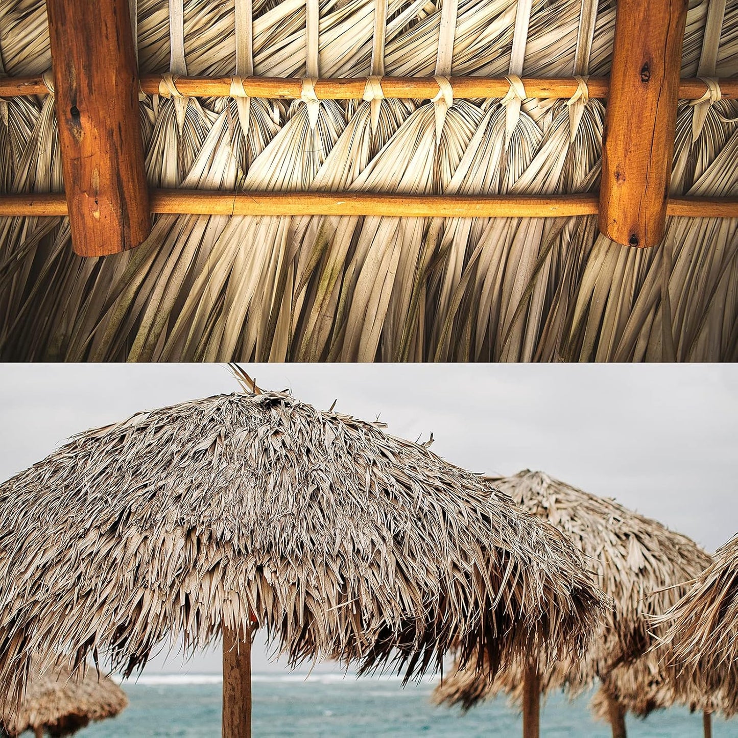 16.5ft Tiki Straw Roof Thatch-Mexican Style Artificial Palm Thatch Rolls Tiki Bar Hut Grass Duck Boat Blinds Grass Palapa Thatch Roofing for Garden Patio Umbrella Fence Party Decoration (198'' x 16")