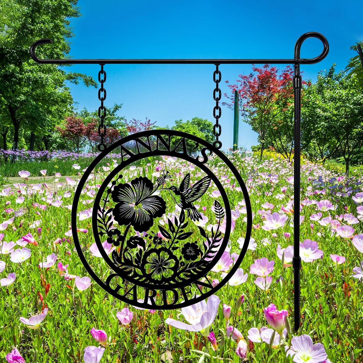 Custom Metal Garden Sign, Personalized Metal Home Garden Sign, Garden Gecor for Outside, Personalized Garden Signs with Name, Flower Garden Sign, Mom Grandma Women gifts