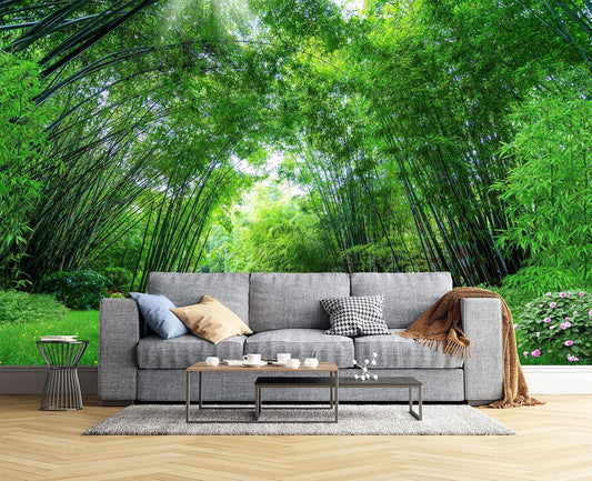 Green Bamboo Forest Wall Mural Wallpaper for Bedroom 137" x 100"