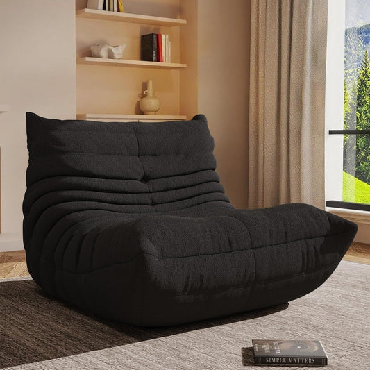 Bean Bag Chair, Oversized Bean Bag Chair for living Room, Fireside Chair for adults with Memory Foam Filled, Big Accent Sofa Lounge Floor Sofa for Gaming, Reading, Relax, No Assembly Required. (Black)