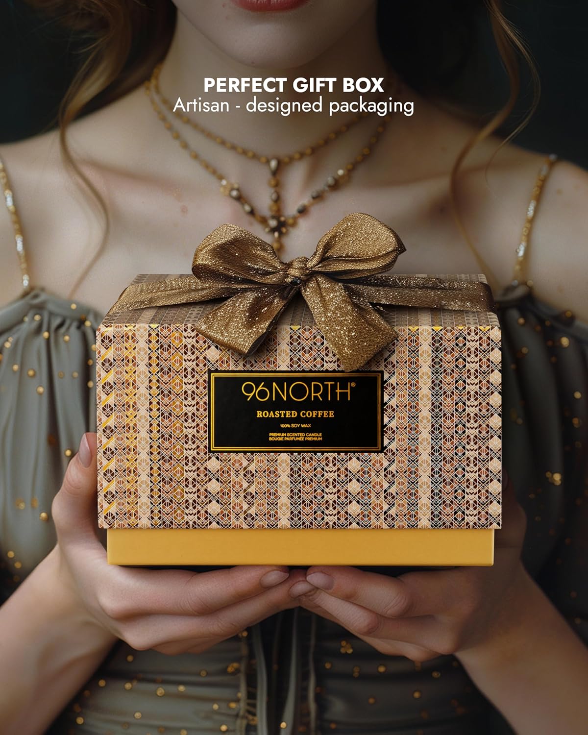 96NORTH Luxury Coffee Soy Candle | Large 3 Wick Jar Candle | Up to 40 Hours Burning Time | 100% Natural Soy Wax | Housewarming Gift for Men and Women