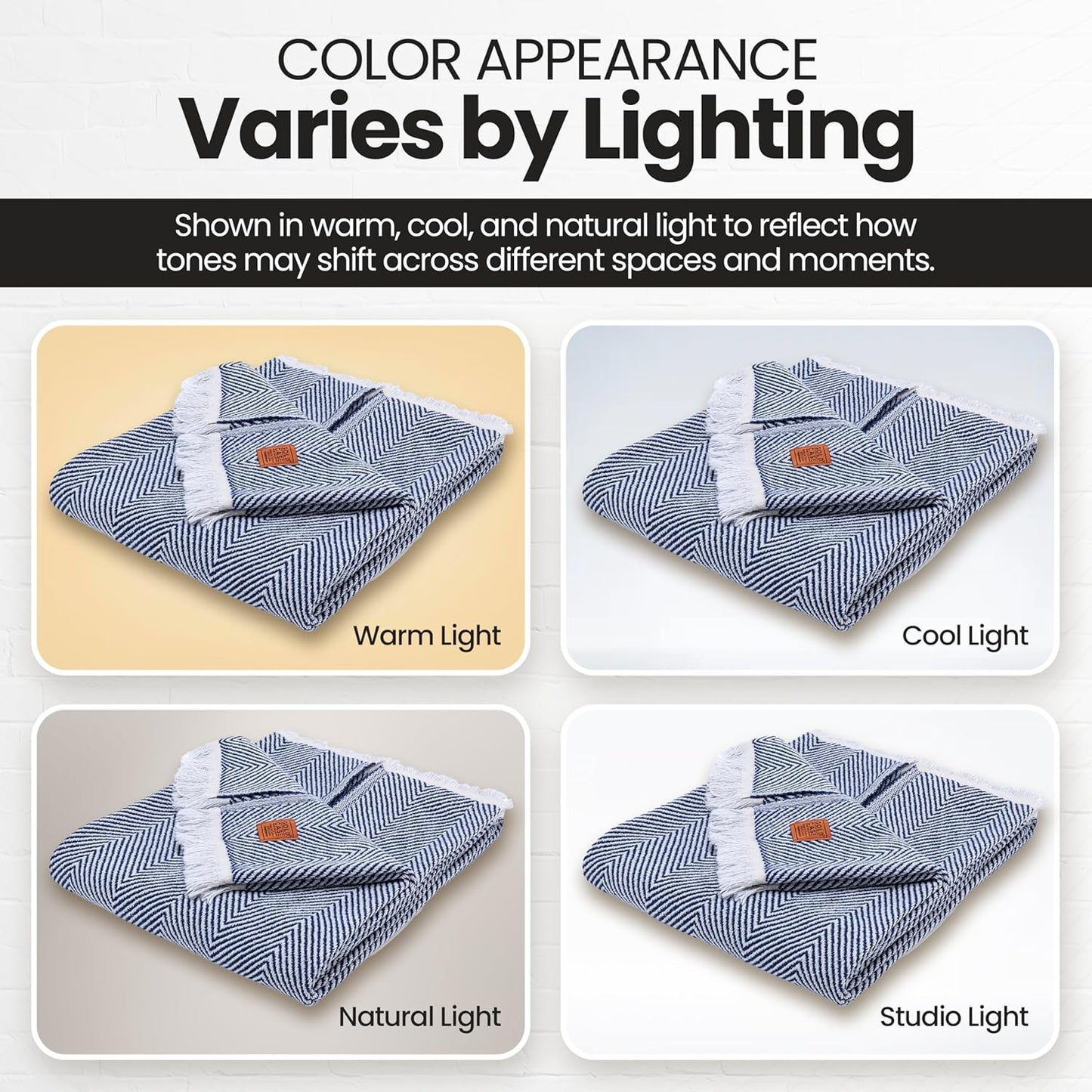 Gold Case Throw Blanket for Couch – 100% Recycled Turkish Cotton Blankets & Throws – Elegant Decorative Throw Blankets for Living Room Sofa – Woven Throws for Couch – Elegant Navy Blue – 50x60