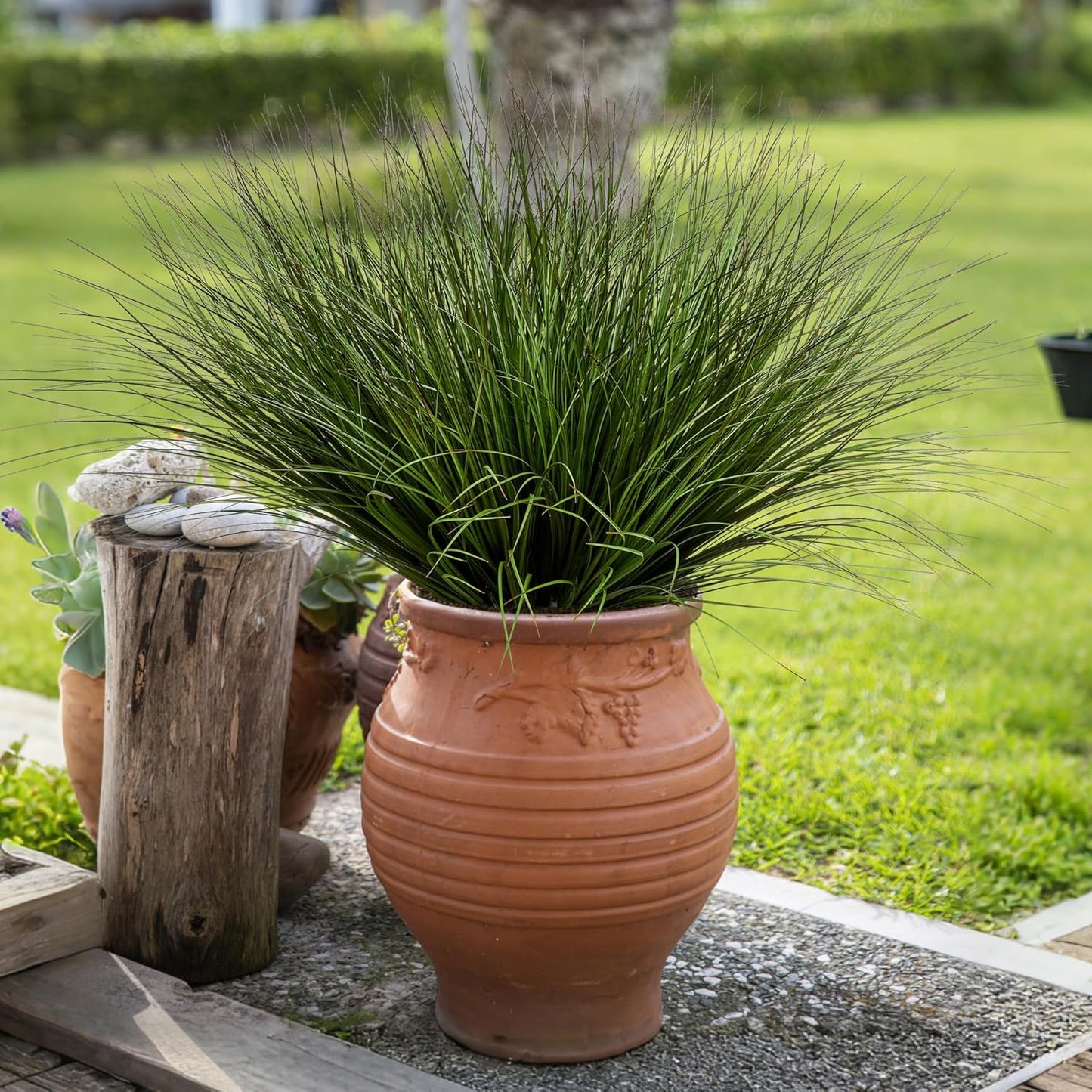 32PCS 17.3" Fake Plants Artificial Wheat Grass Greenery Plastic Plants Fake Grass Artificial Plants for Outdoor Decor Artificial Grass Plant with Greenery Stems for Indoor Home Decoration