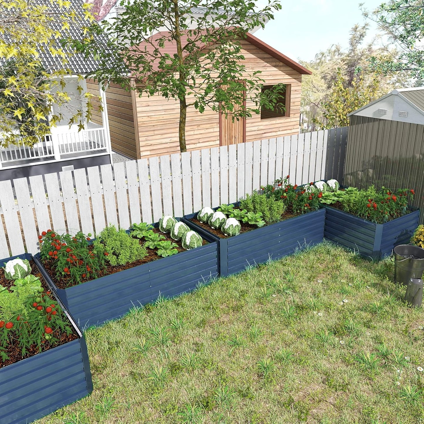 6x3x2 ft Raised Garden Bed, Large Metal Planter Raised Beds, Planters for Outdoor Plants for Vegetables, Flowers, Herbs, Fruits, and Succulents.(2 Pcs, Blue)