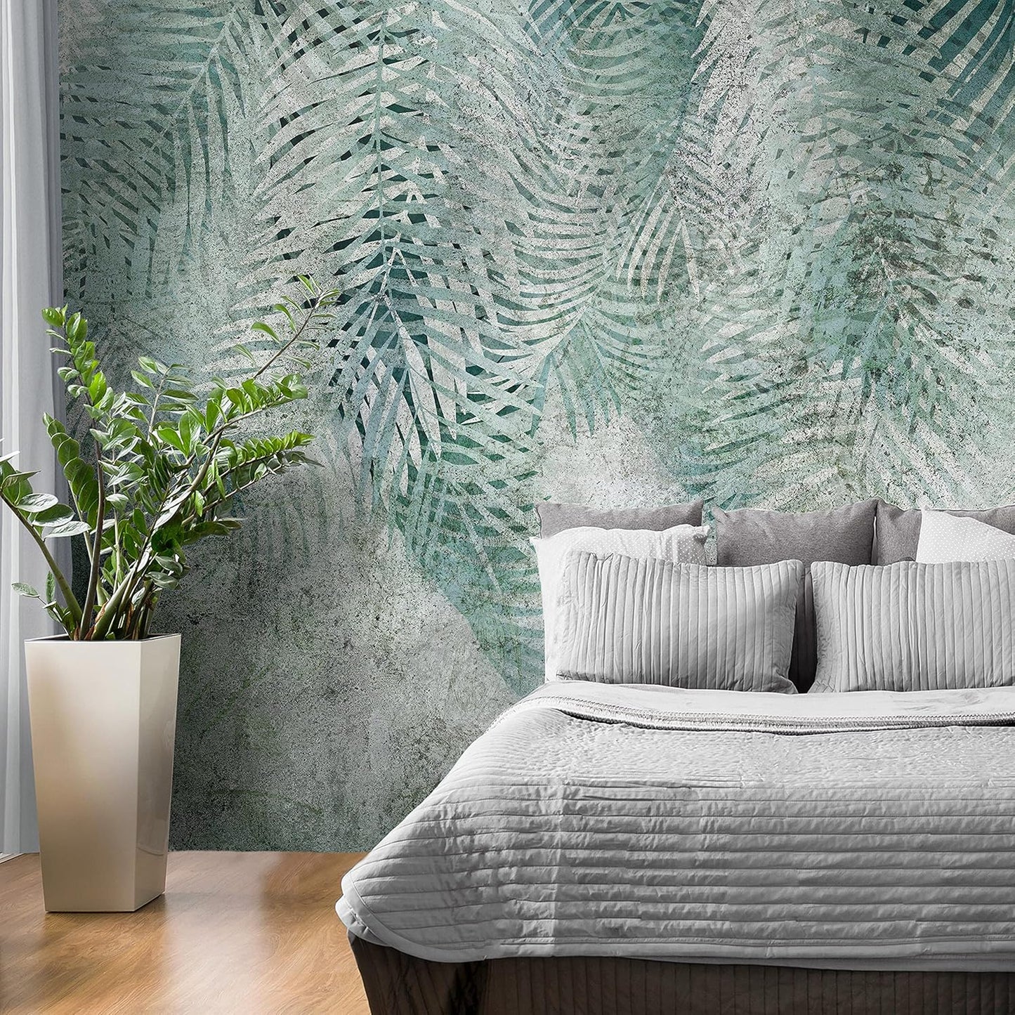 artgeist Wall Mural Leaves 77x55 in - XXL Peel and Stick Self-Adhesive Wallpaper Removable Large Sticker Foil Wall Decor Print Picture Image Design Nature Botanical Plants Palm Abstract b-C-0861-a-a