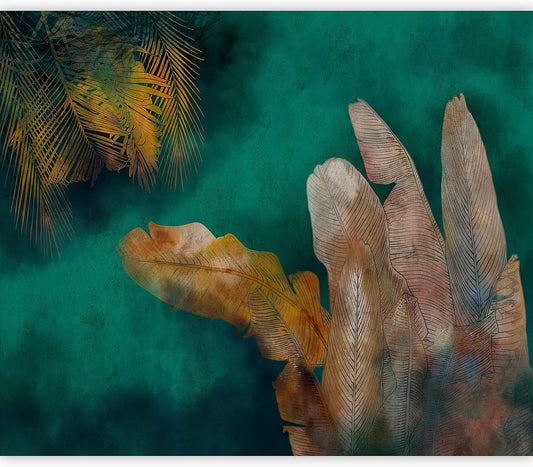 artgeist Premium Wall Mural Jungle 138x101 in - Non-Woven Wallpaper Fleece Wall Decor Photo Print Picture Image Design Leaves Green Yellow Nature b-A-0825-a-a